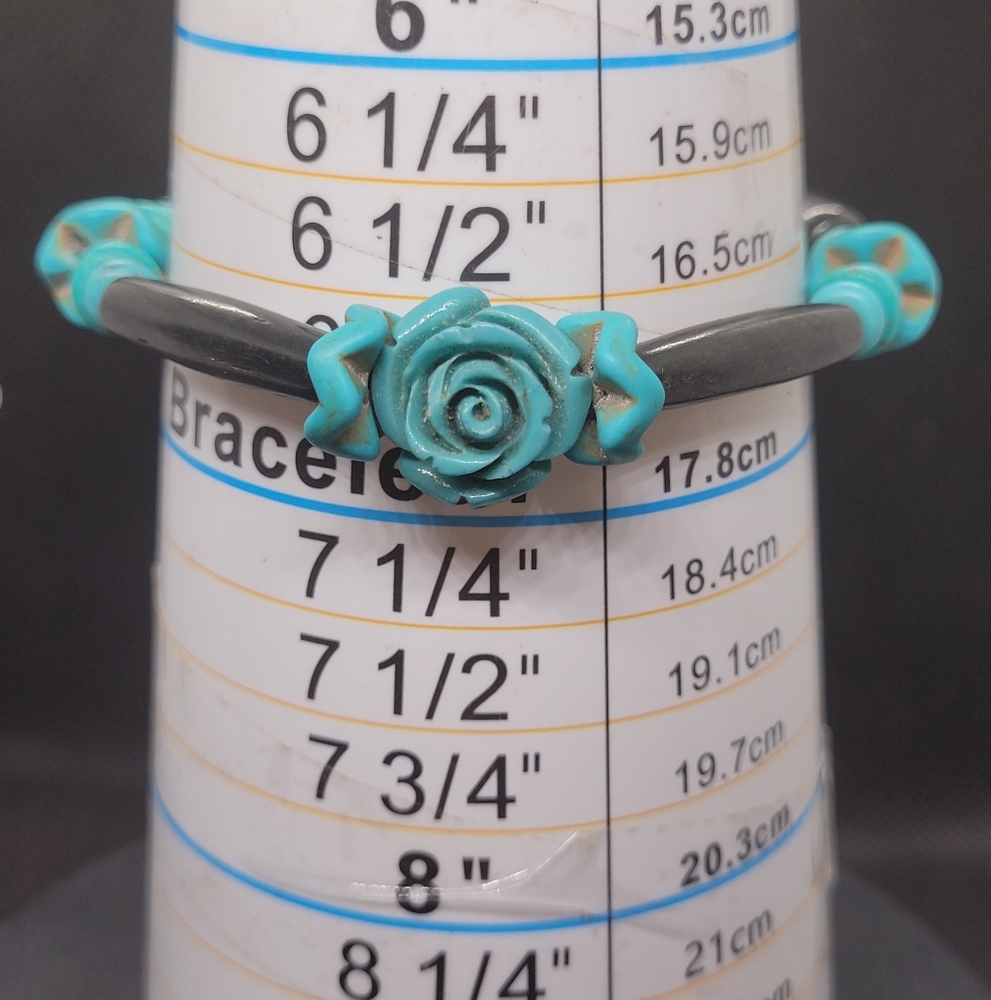 Turquoise Rose black bracelet